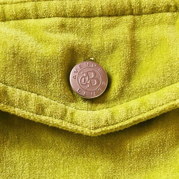 Avenue Blues Vibrant Green Velvet Full Zip Casual Cotton Jacket Women’s Sz 18/20 - Picture 4 of 8